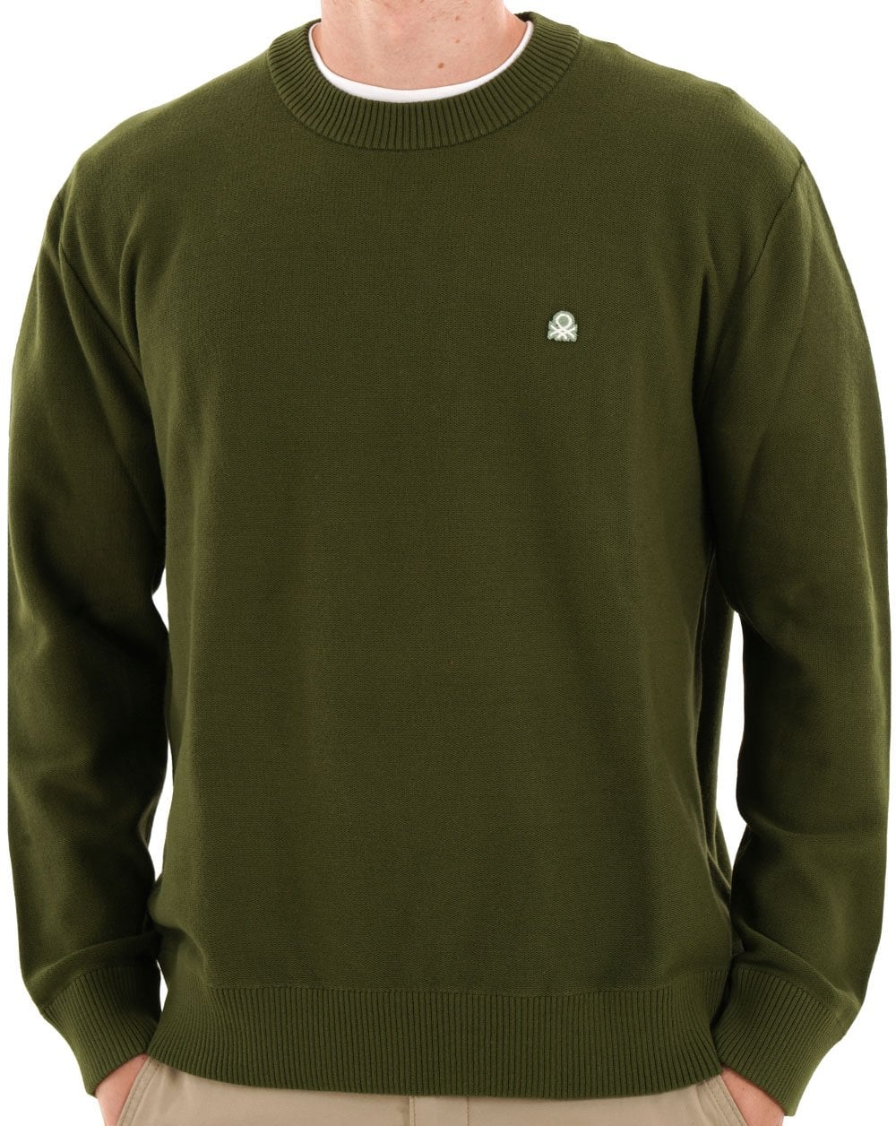 Benetton Baumwollstrickpullover Dunkelgrün