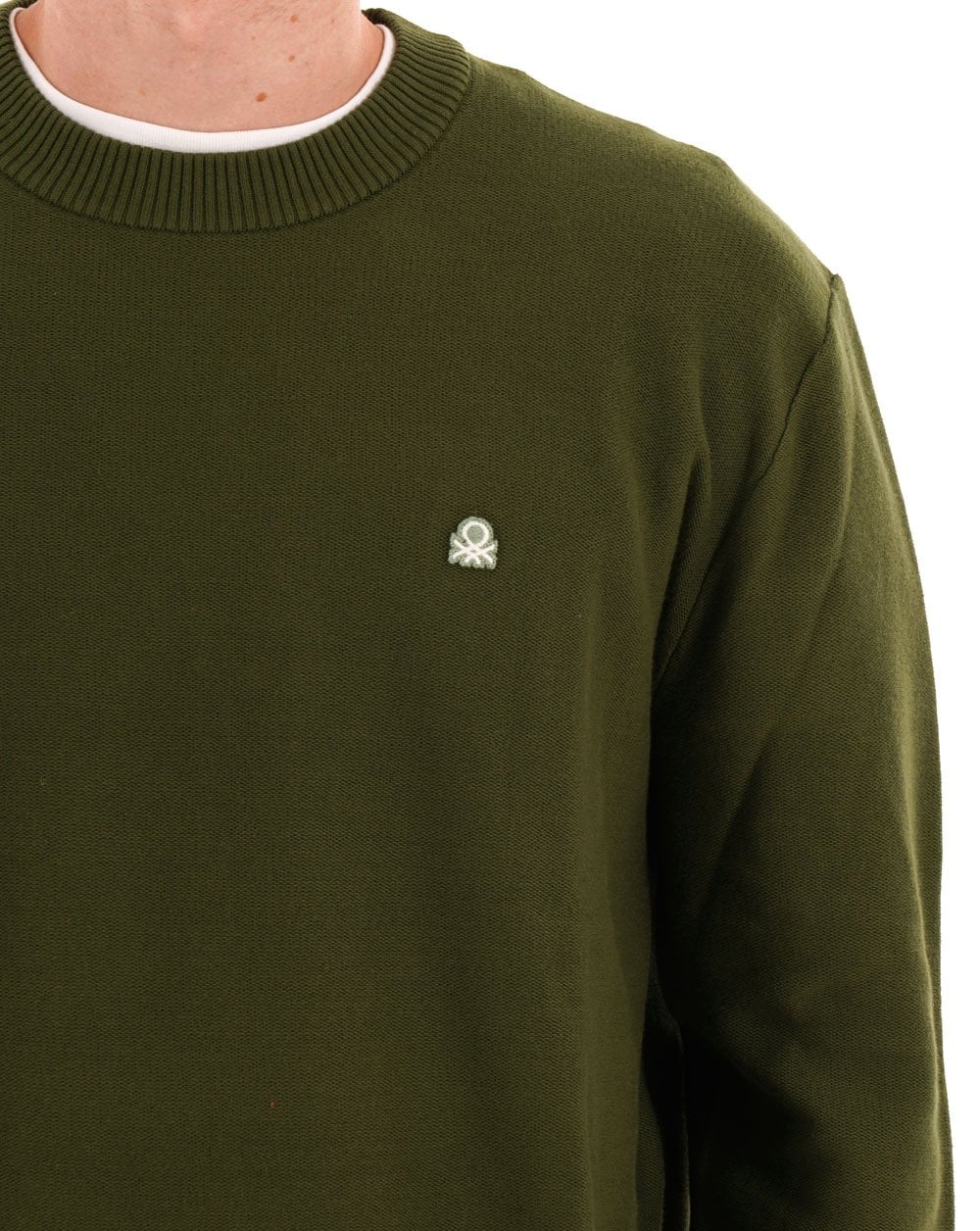 Benetton Baumwollstrickpullover Dunkelgrün