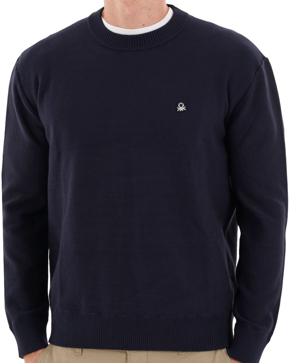 Benetton Baumwollstrickpullover, Marineblau