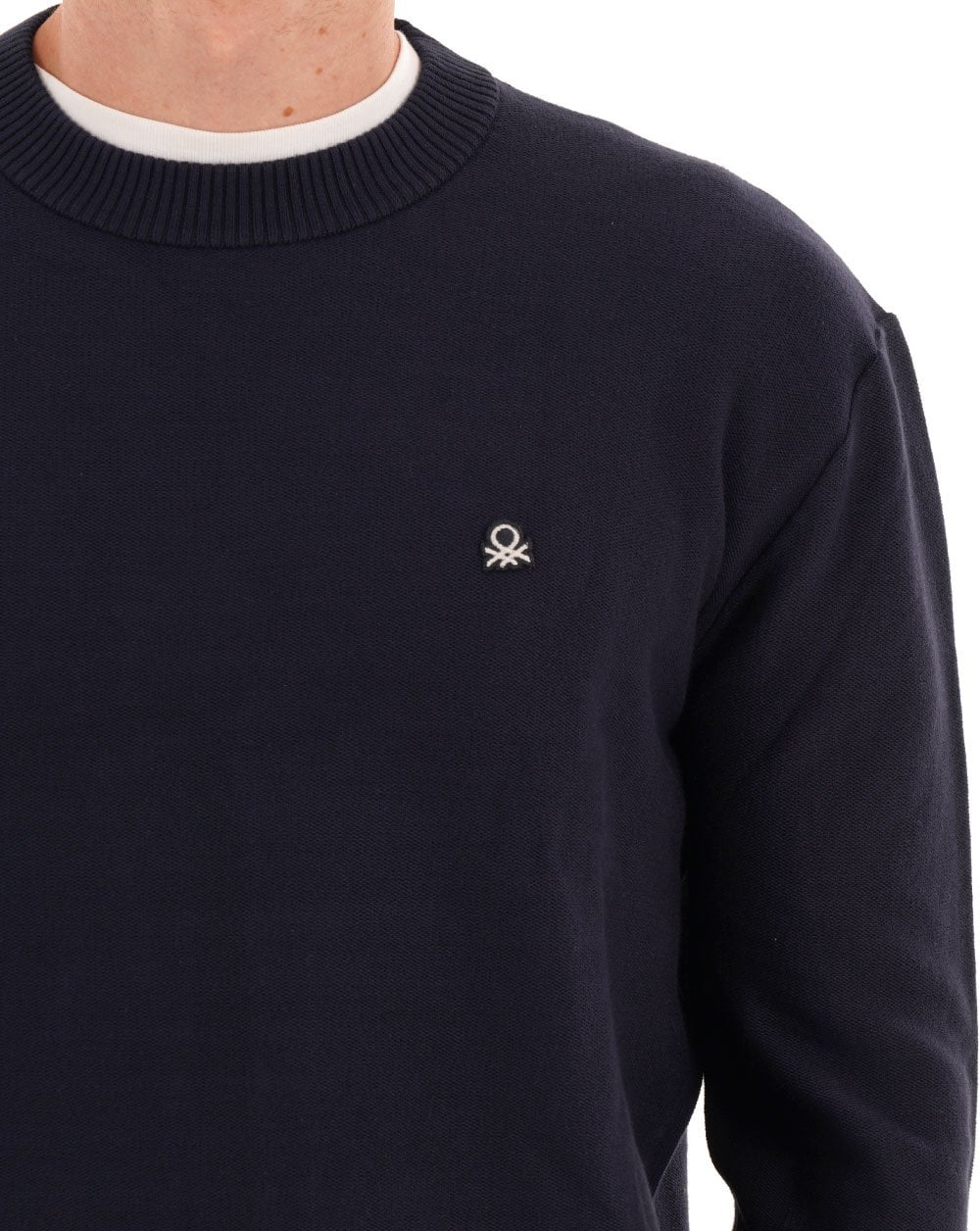 Benetton Baumwollstrickpullover, Marineblau
