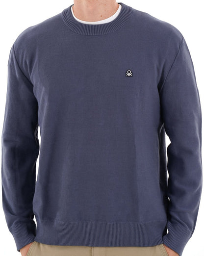 Benetton Baumwollstrickpullover, gewaschenes Marineblau