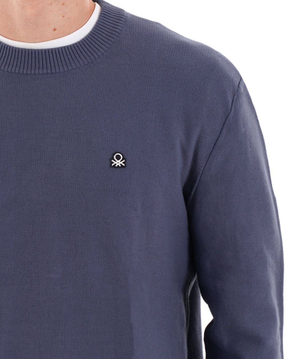 Benetton Baumwollstrickpullover, gewaschenes Marineblau