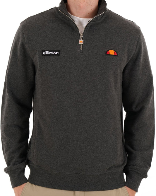 Ellesse Pelegrini 1/4 Zip Sweatshirt Charcoal Mel