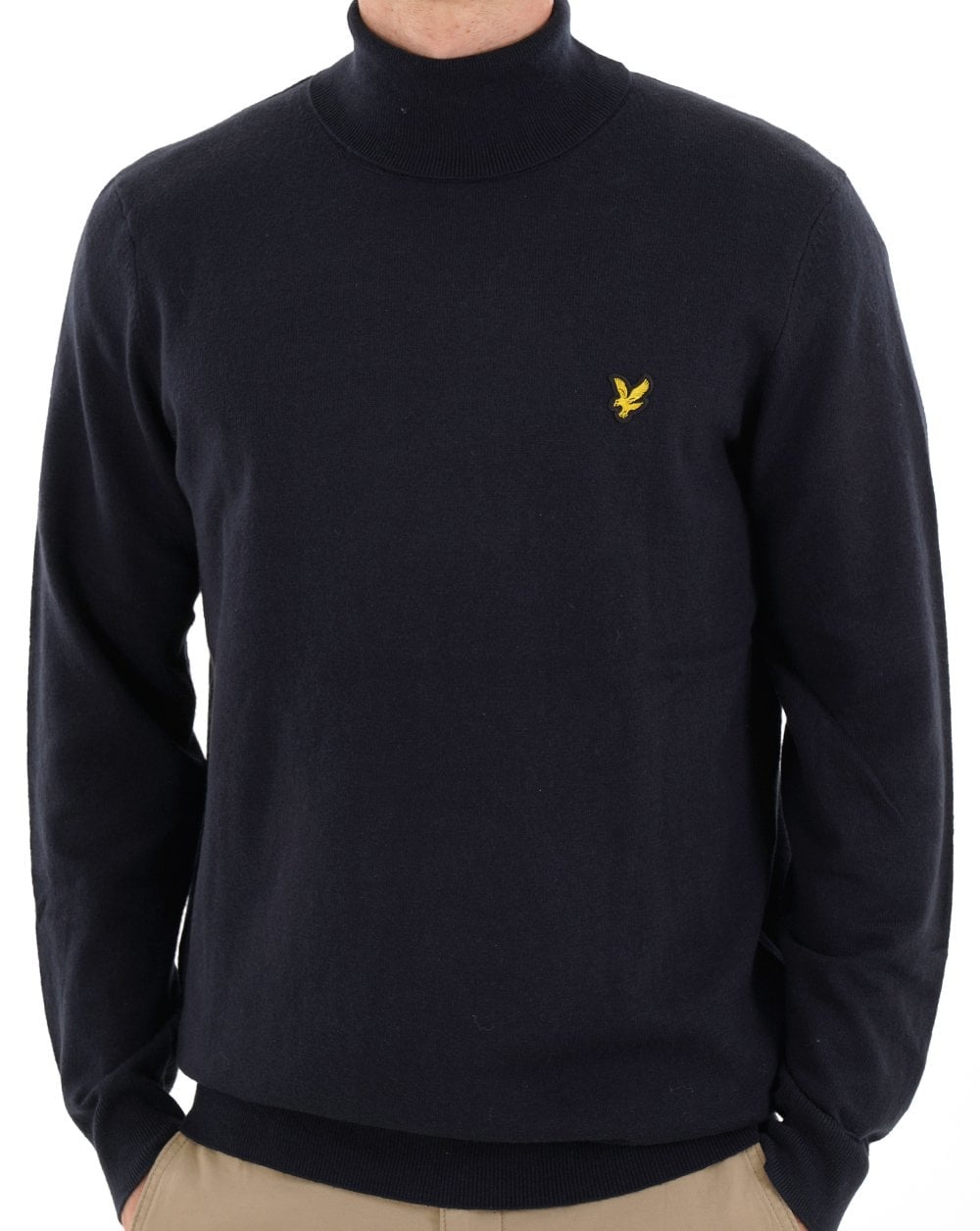 Lyle & Scott Baumwoll-Merino-Rollkragenpullover Dunkelblau