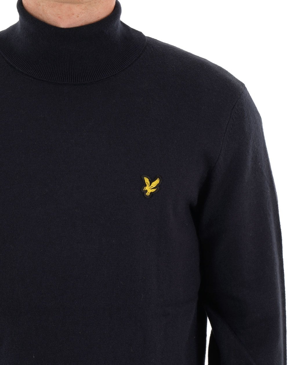 Lyle & Scott Baumwoll-Merino-Rollkragenpullover Dunkelblau