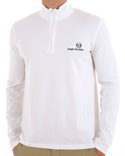 Sergio Tacchini – Langarm-Oberteil mit 1/4-Reißverschluss, Weiß