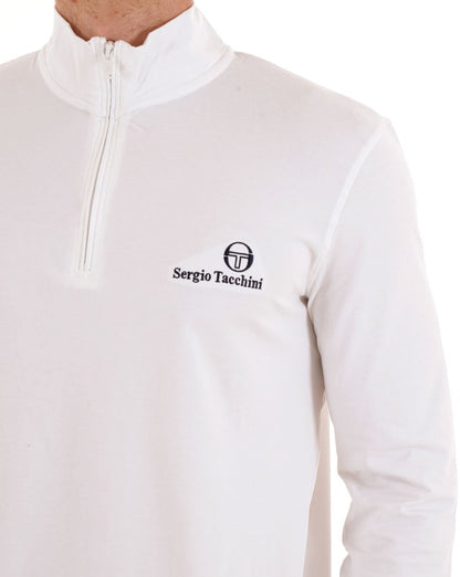Sergio Tacchini – Langarm-Oberteil mit 1/4-Reißverschluss, Weiß