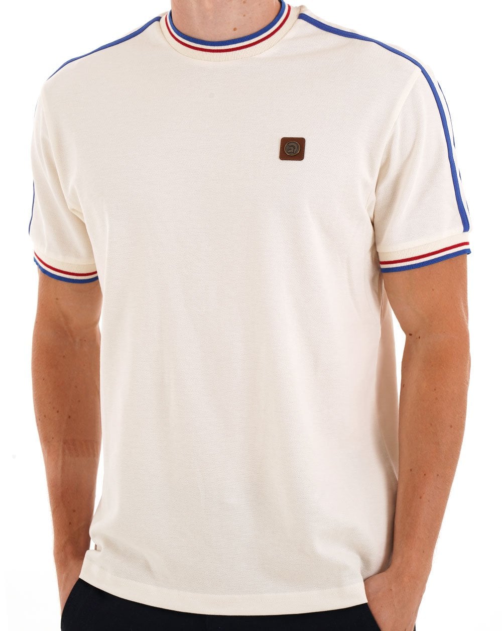 Trojan Dreifarbiges T-Shirt mit Farbtupfern, Ecru