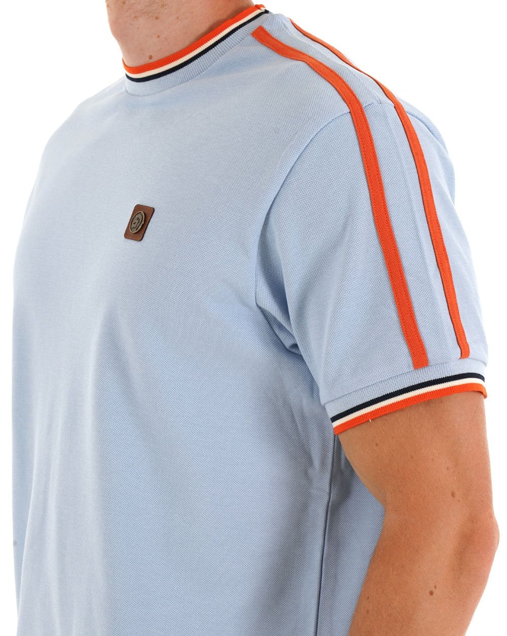 Trojan Dreifarbiges T-Shirt mit Spitzeneinsatz, Puderblau