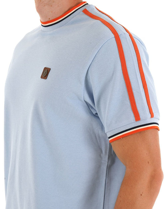 Trojan Dreifarbiges T-Shirt mit Spitzeneinsatz, Puderblau