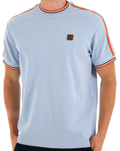 Trojan Dreifarbiges T-Shirt mit Spitzeneinsatz, Puderblau