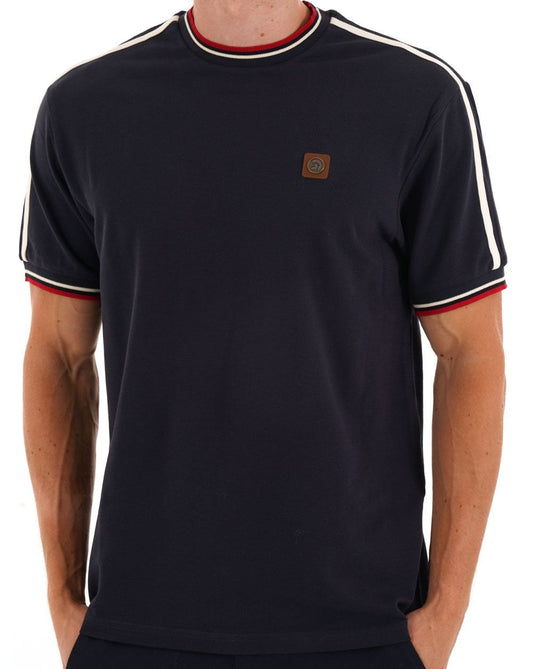 Trojan Trojan Dreifarbiges T-Shirt mit Farbtupfern, Marineblau