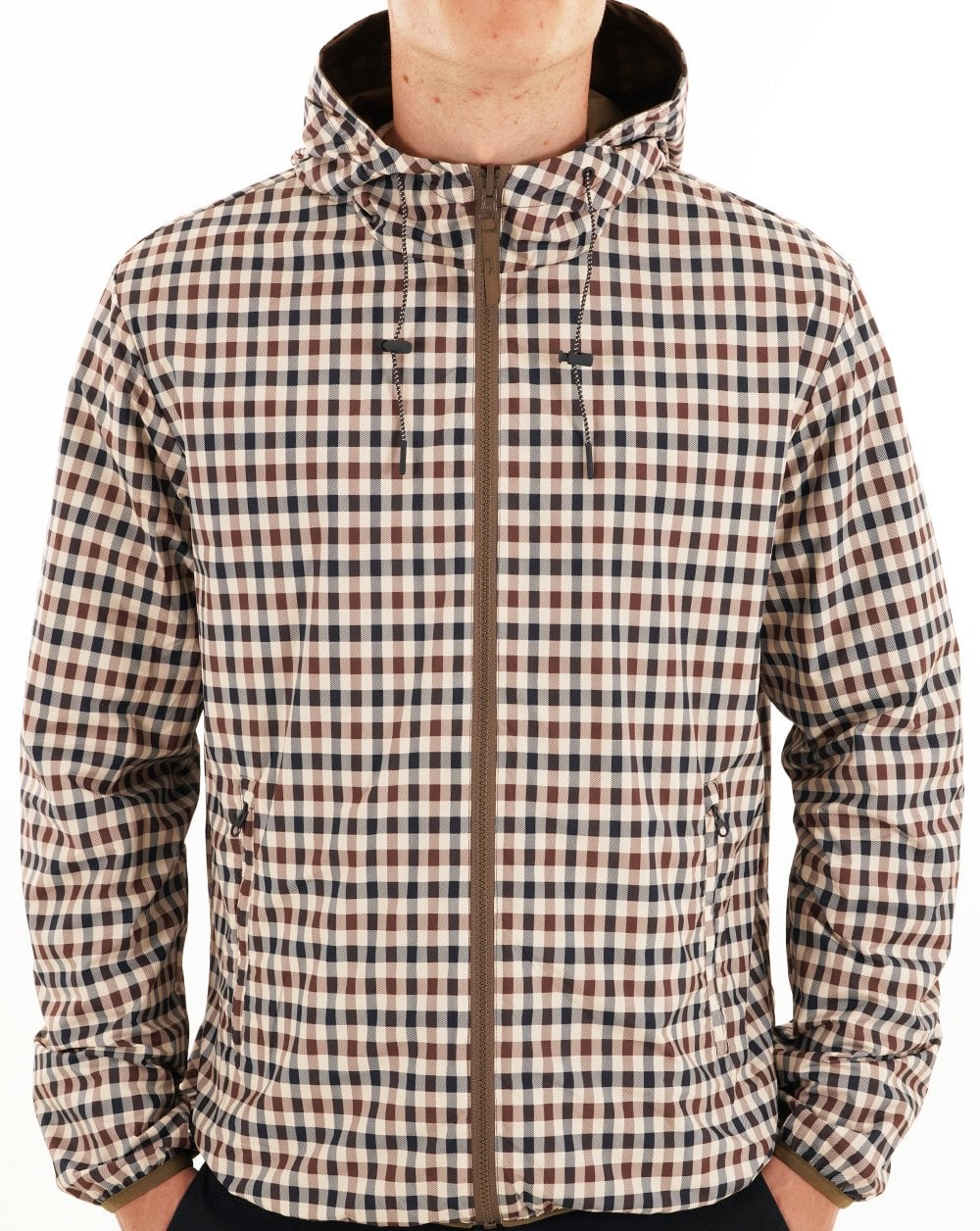 Aquascutum Wendejacke mit Kapuze im Matrosenstil, Armeegrün