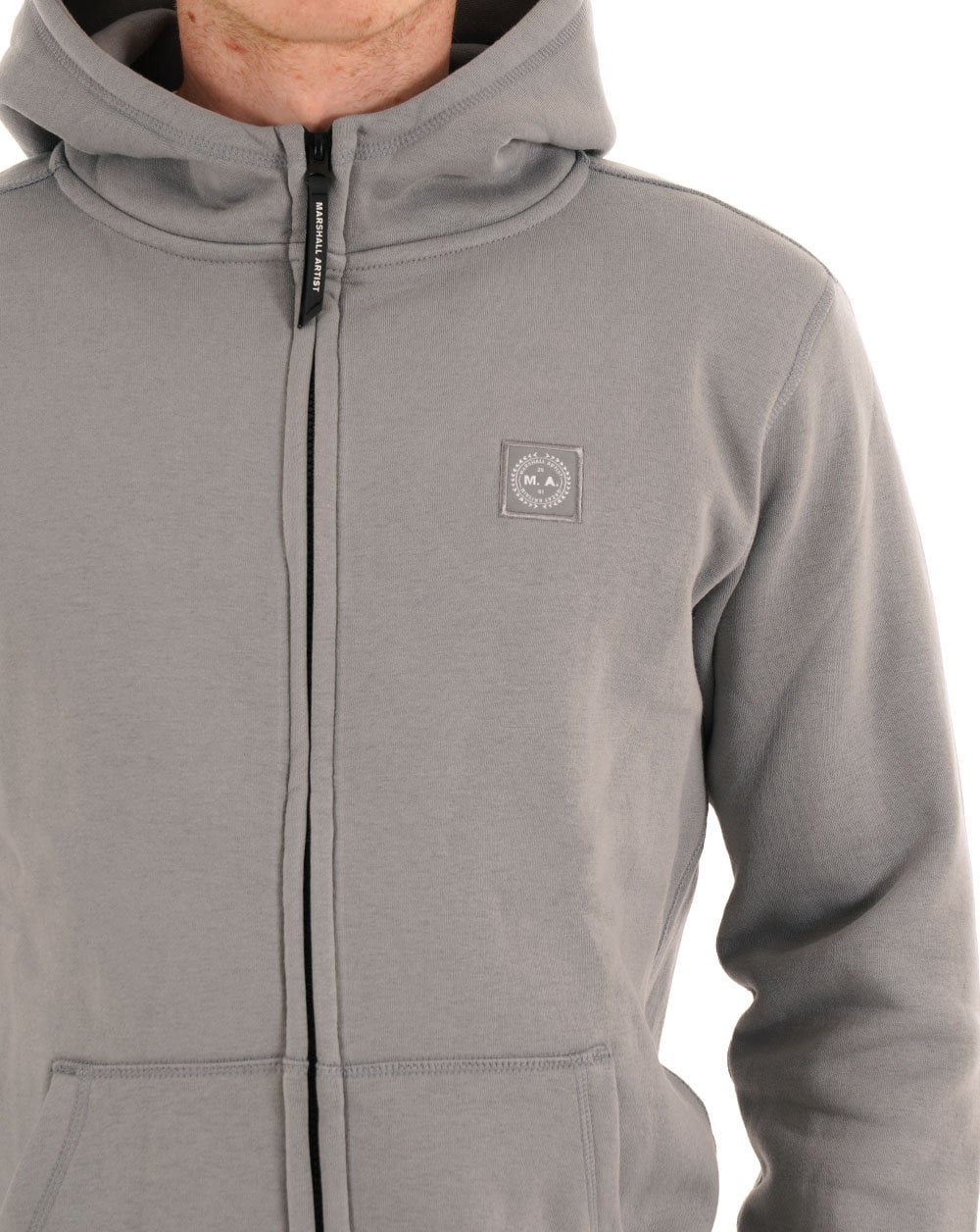 Marshall Artist Marchio Kapuzenpullover mit durchgehendem Reißverschluss, Monument Grey