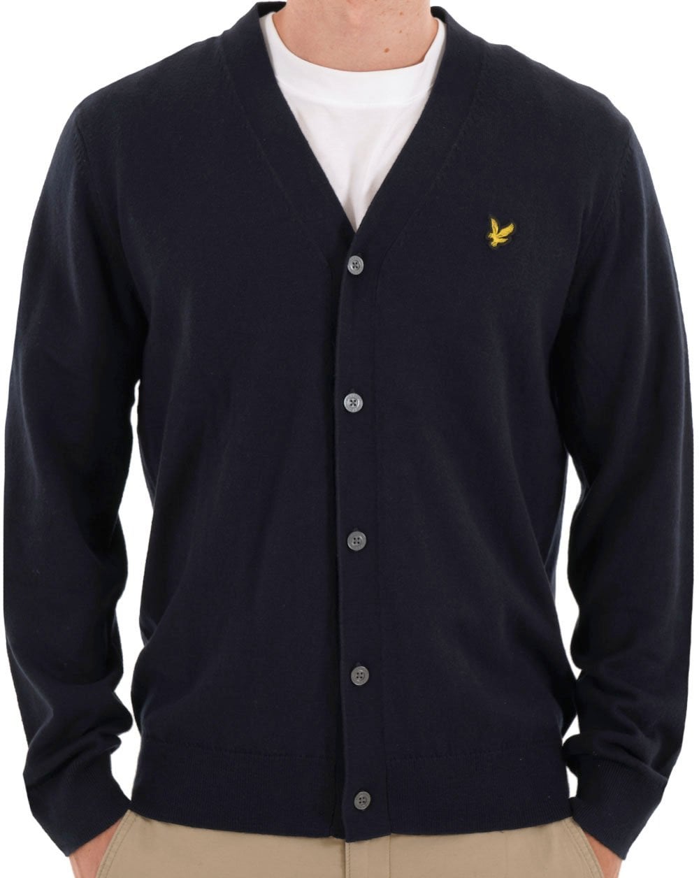 Lyle & Scott Baumwoll-Merino-Cardigan, Dunkelblau
