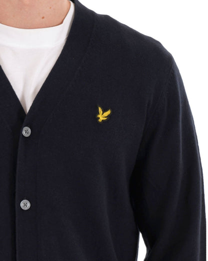 Lyle & Scott Baumwoll-Merino-Cardigan, Dunkelblau