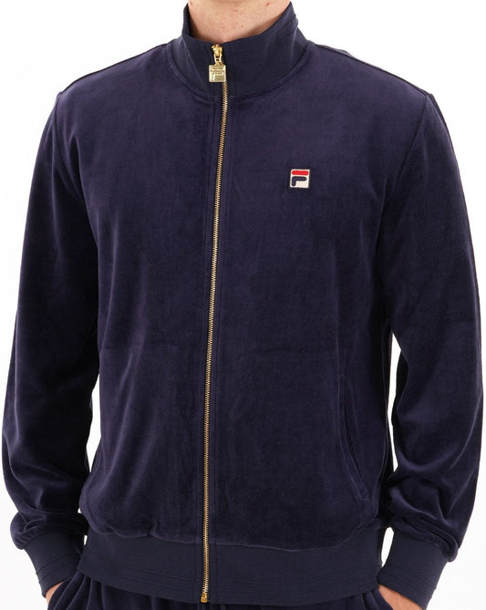 Fila Vintage Velours-Trainingsjacke, Marineblau