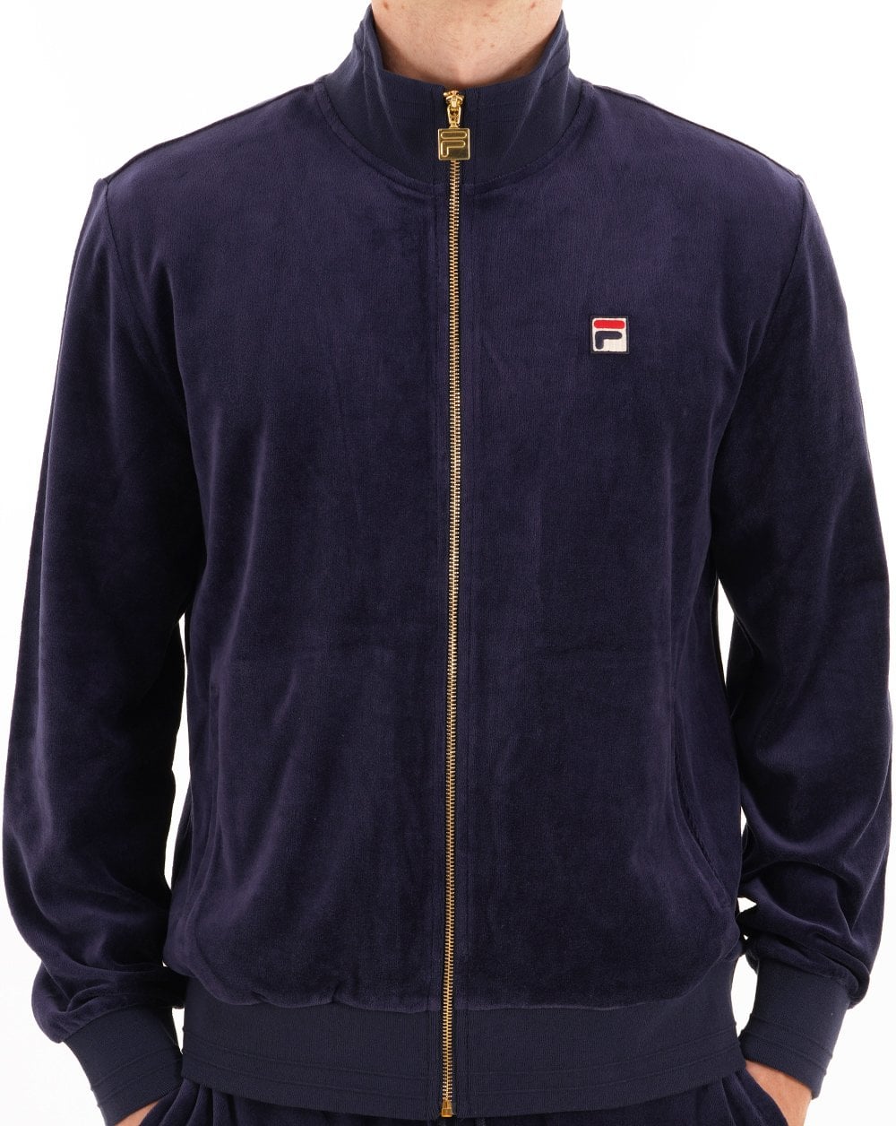 Fila Vintage Velours-Trainingsjacke, Marineblau