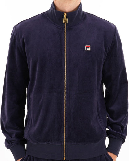 Fila Vintage Velours-Trainingsjacke, Marineblau