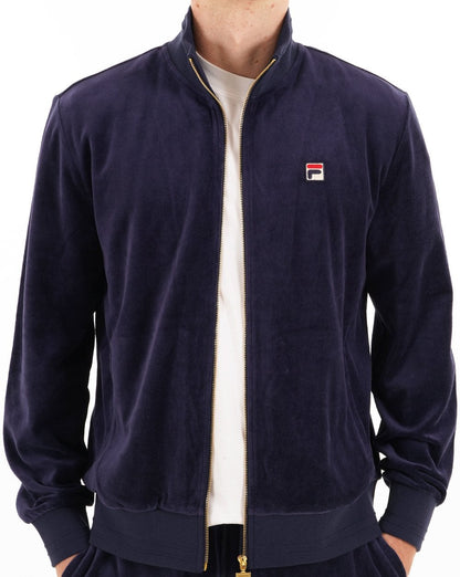 Fila Vintage Velours-Trainingsjacke, Marineblau