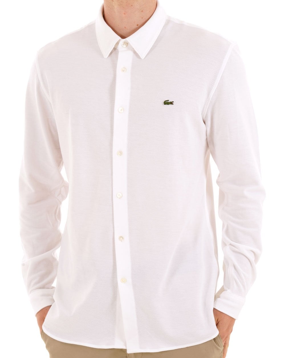 Lacoste Baumwoll-Piqué-Hemd Weiß
