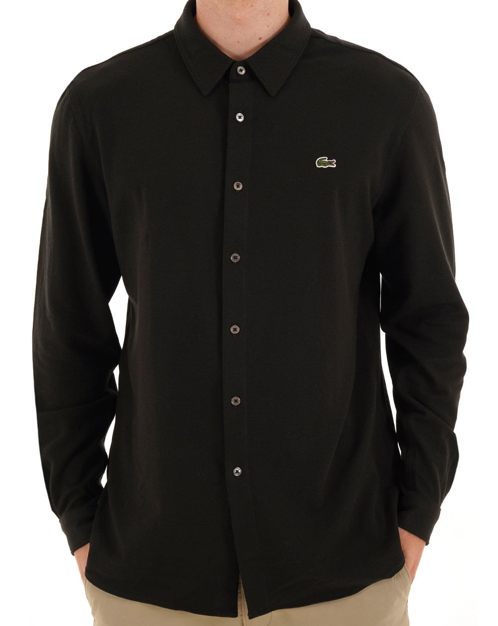 Lacoste Baumwoll-Piqué-Hemd Schwarz