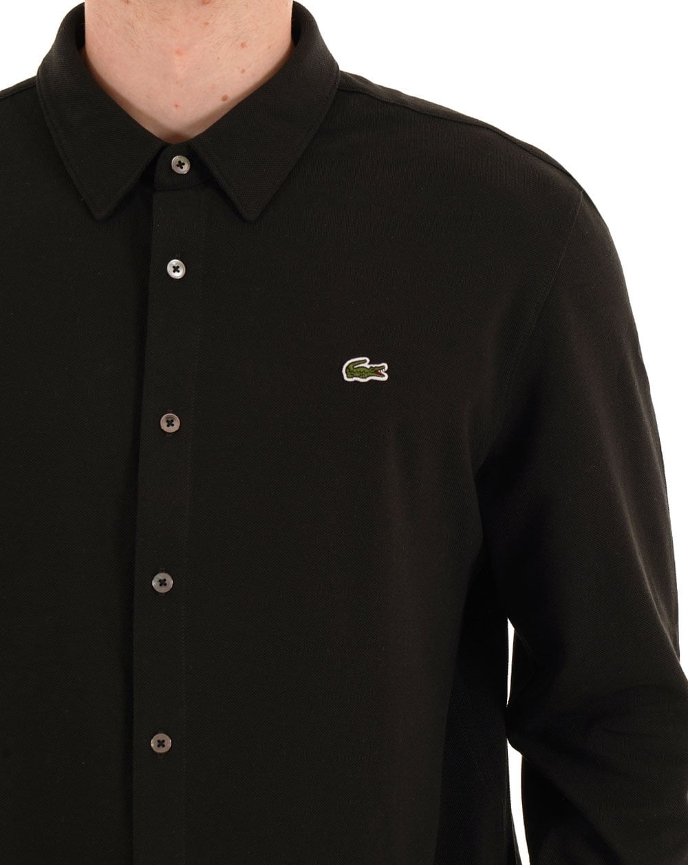 Lacoste Baumwoll-Piqué-Hemd Schwarz
