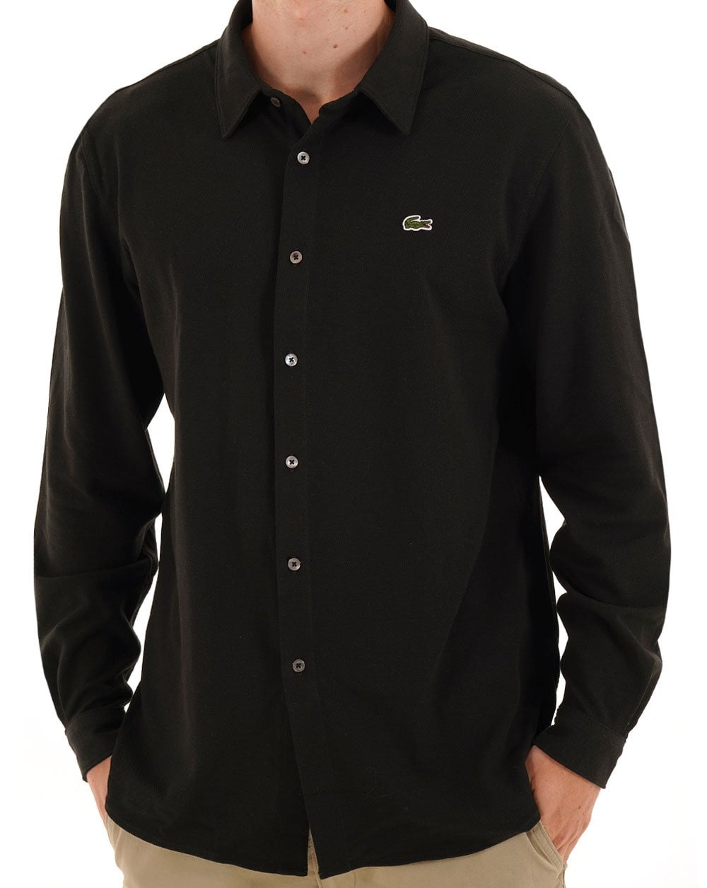 Lacoste Baumwoll-Piqué-Hemd Schwarz