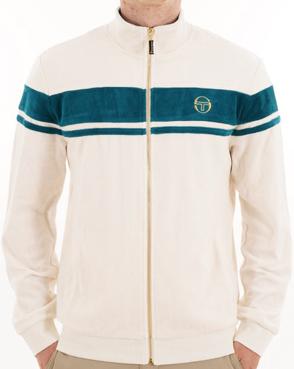 Sergio Tacchini Masters Velours-Trainingsjacke Gardenia/Türkis