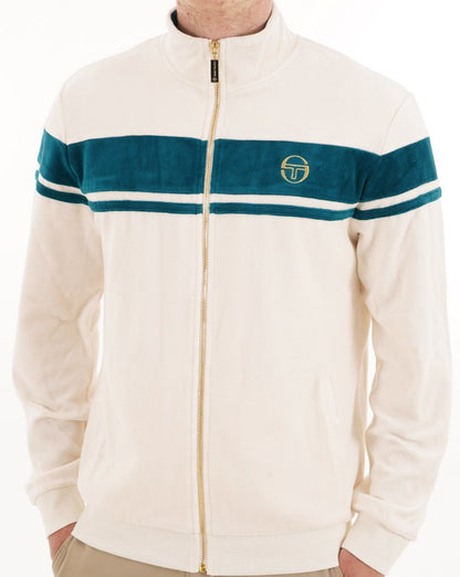 Sergio Tacchini Masters Velours-Trainingsjacke Gardenia/Türkis