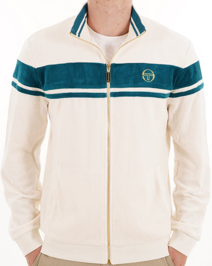 Sergio Tacchini Masters Velours-Trainingsjacke Gardenia/Türkis