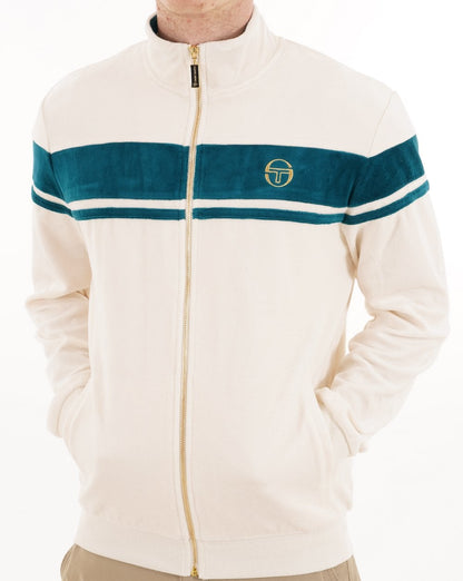 Sergio Tacchini Masters Velours-Trainingsjacke Gardenia/Türkis