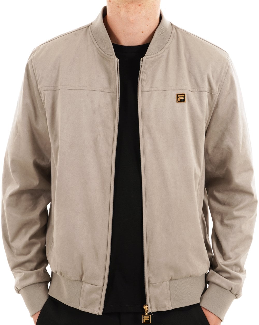 Fila Jacke in Gold-Wildlederoptik, Vintage-Grau
