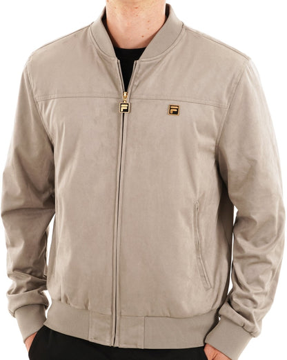 Fila Jacke in Gold-Wildlederoptik, Vintage-Grau