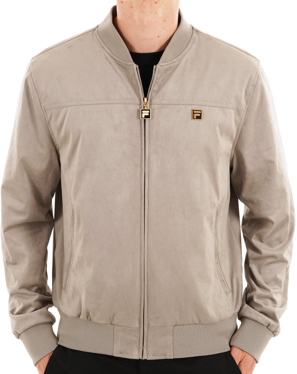 Fila Jacke in Gold-Wildlederoptik, Vintage-Grau