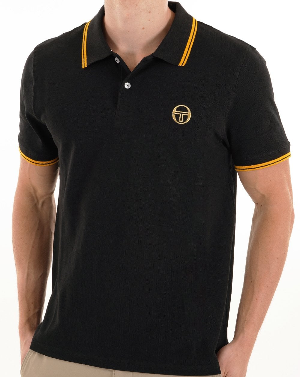 Sergio Tacchini Poloshirt mit Farbverlauf, Schwarz/Gold