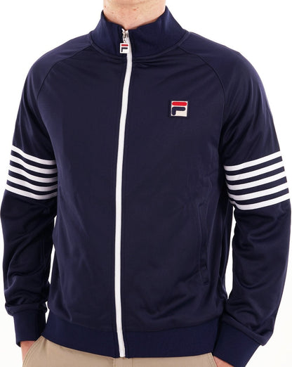 Fila – Vintage-Trainingsoberteil mit 5 Streifen in Marineblau