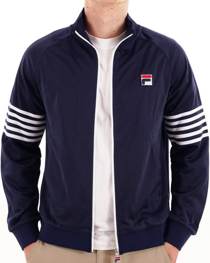 Fila – Vintage-Trainingsoberteil mit 5 Streifen in Marineblau