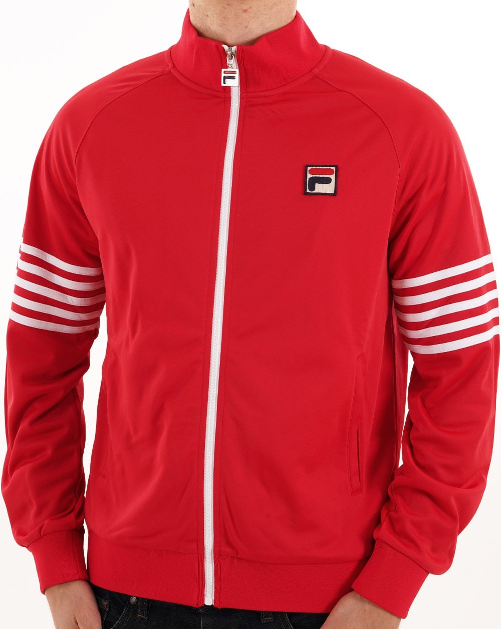 Fila Vintage 5-Streifen-Trainingsjacke Rot/Weiß