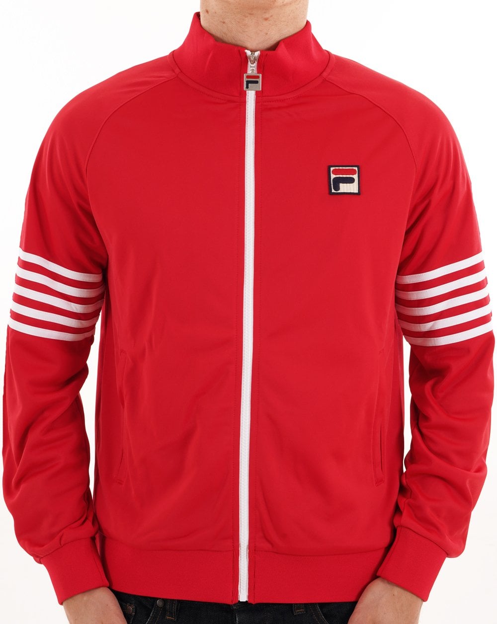 Fila Vintage 5-Streifen-Trainingsjacke Rot/Weiß