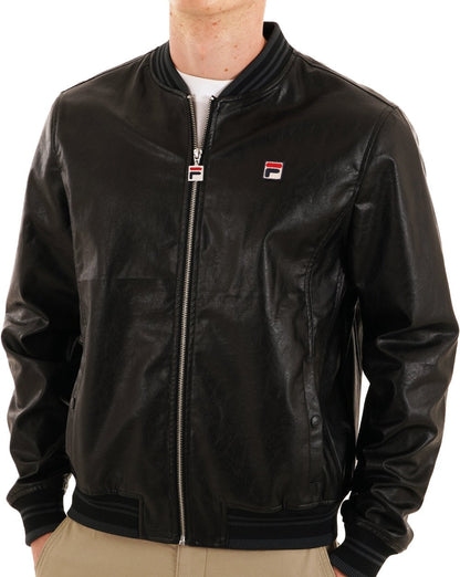 Fila Vintage Settanta Jacke in Lederoptik, Schwarz