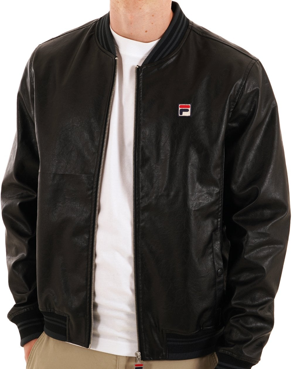 Fila Vintage Settanta Jacke in Lederoptik, Schwarz