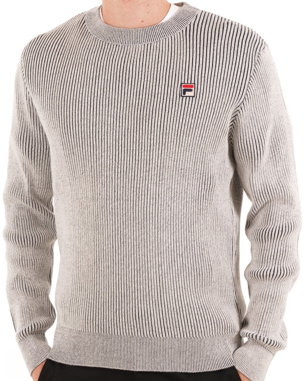 Fila Vintage Lenticular Rib Crew Strickpullover Gardenia Navy