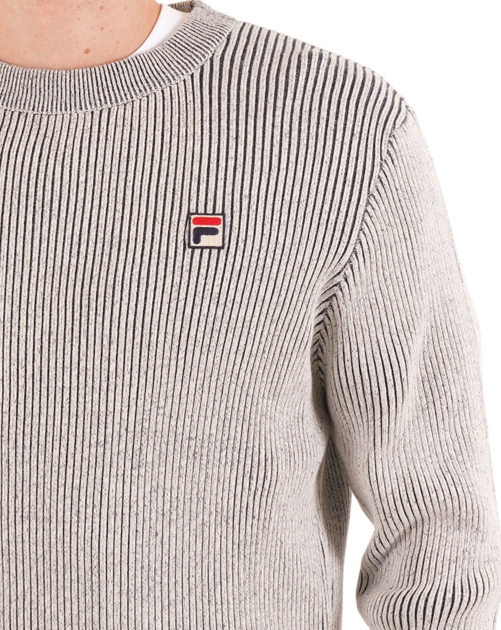 Fila Vintage Lenticular Rib Crew Strickpullover Gardenia Navy