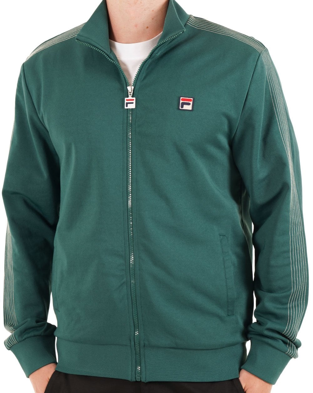 Fila Vintage Trainingsjacke mit Ziernähten, Dunkelgrün