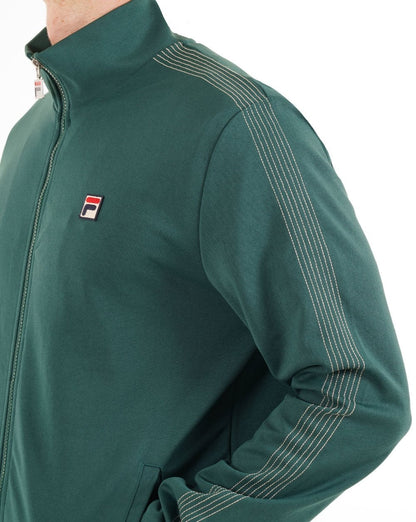 Fila Vintage Trainingsjacke mit Ziernähten, Dunkelgrün