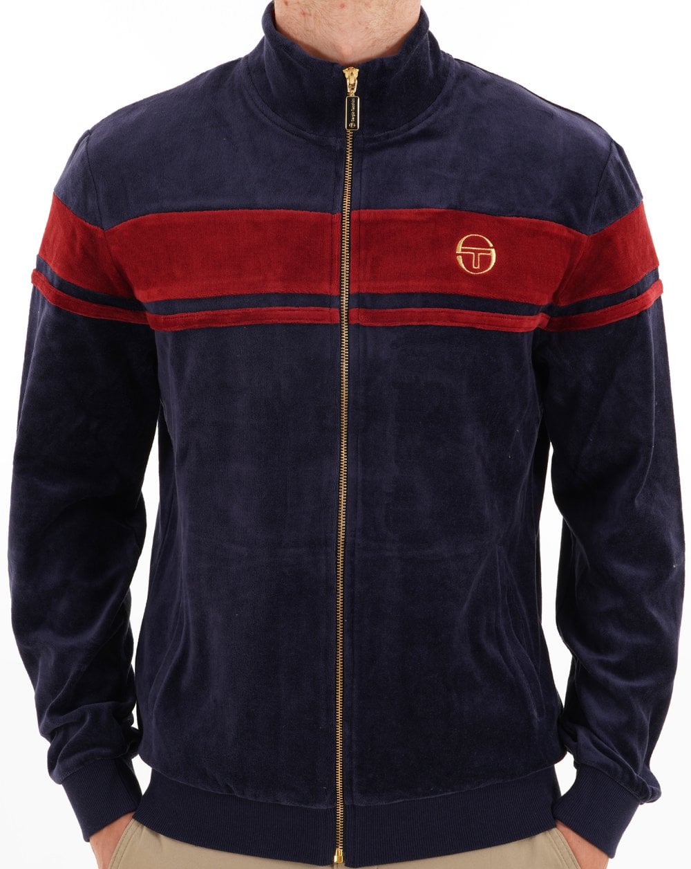 Sergio Tacchini Masters Velours Trainingsjacke Marineblau / Merlot