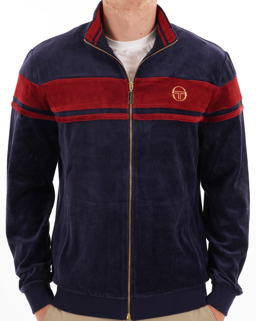 Sergio Tacchini Masters Velours Trainingsjacke Marineblau / Merlot
