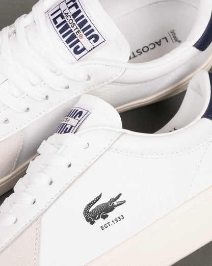Lacoste Baseshot Pro Leder-Sneaker Weiß/Marineblau