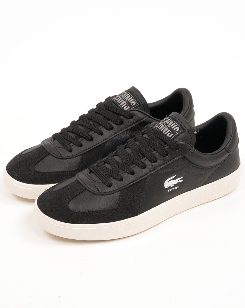 Lacoste Baseshot Pro Leder-Sneaker Schwarz/Cremeweiß